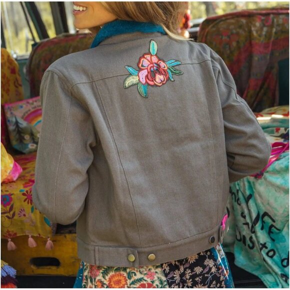 Natural Life Tara Embellished Jacket Floral Boho Hippie Festival Denim Jacket XL - Picture 4 of 16